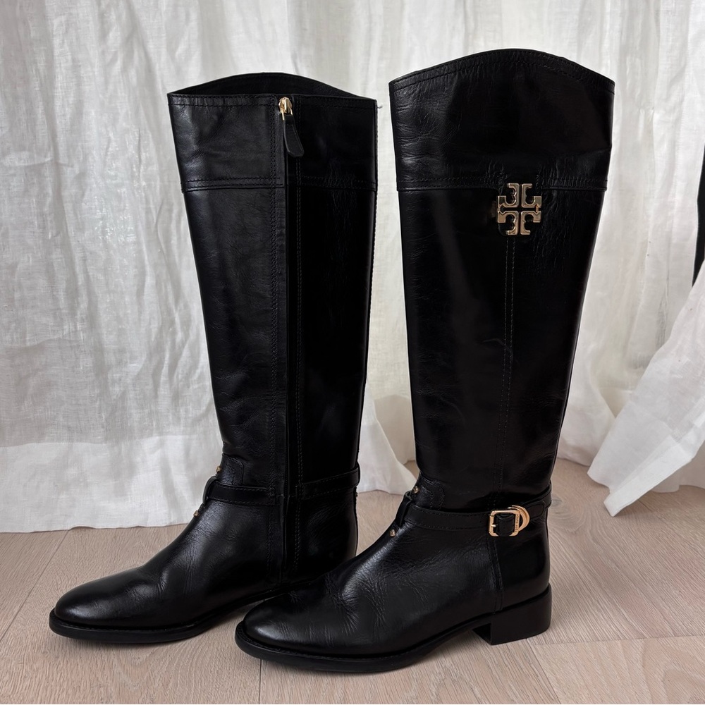 Vintage Tory Burch Leather Knee-High Riding Boots in Black